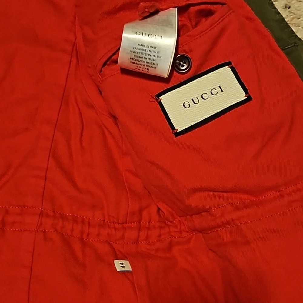 Gucci Dark Green Red Cargo GG Logo Orange Dragon Embroidered Jacket Coat Sz. 44 - Picture 10 of 10